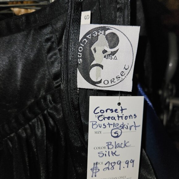 NWT Black Silk Equestrian Victorian Corset Bustle Skirt SMALL - Picture 3 of 16